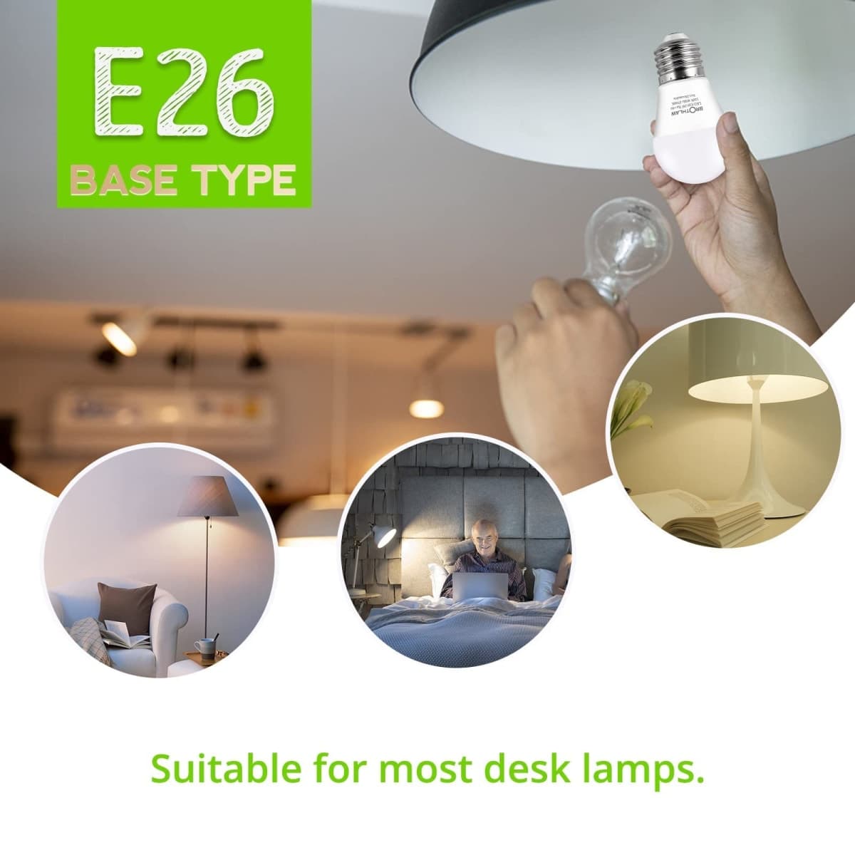 Brothlaw 25 Watt Equivalent Light Bulbs, A15 LED Light 3W E26 Base 2700K Warm White Low watt Light Bulbs,Nightstand Light Bulb, Table Lamp Bulb, 4 Pack thumbnail 3