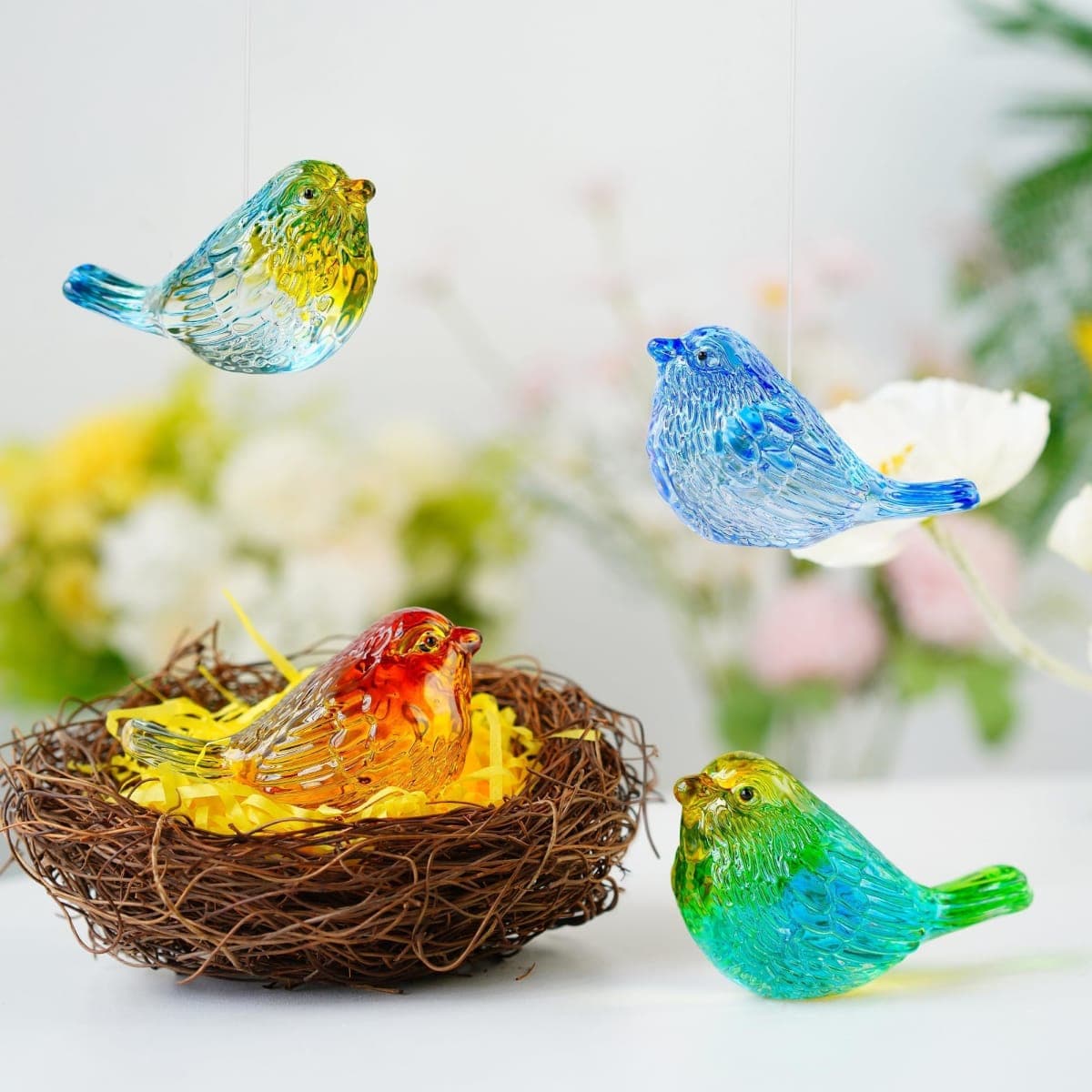 4PCS Colorful Crystal Birds Figurines 3'' Art Glass Bird Animal Collectible thumbnail 2