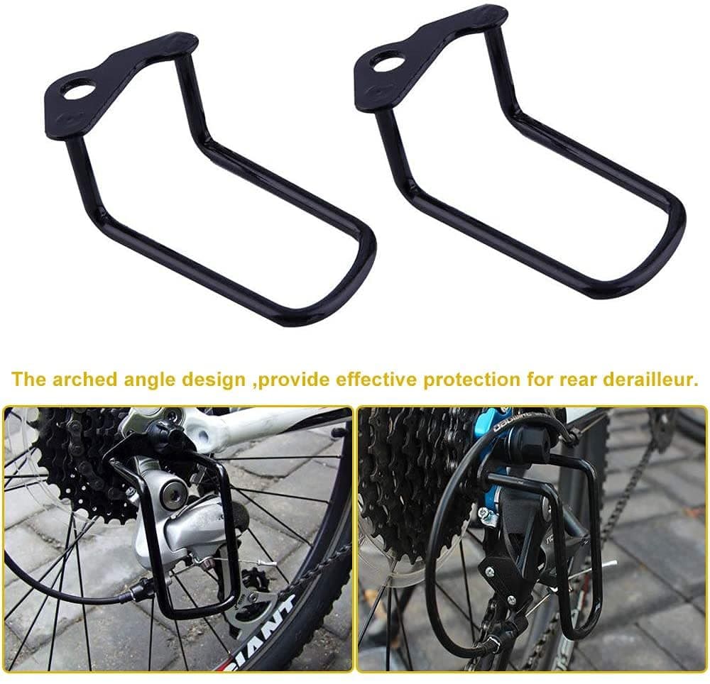 Set of 2 Rear Derailleur Protectors Bicycle Rear Derailleur Protection Bar Iron Protective Films for Bicycle Mountain Bikes Road Bikes Folding Bikes Black thumbnail 5