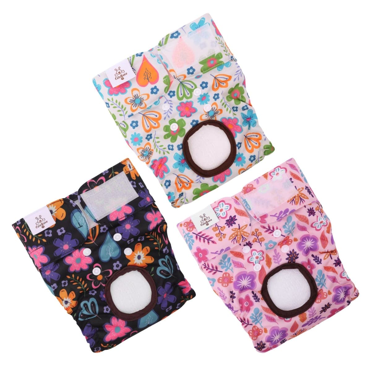 CuteBone Dog Diapers Female Washable Small Medium Large 3 Pack Reusable Doggie Diapers Puppy Period Pants for Doggy Heat Cycle Peeing — image 1