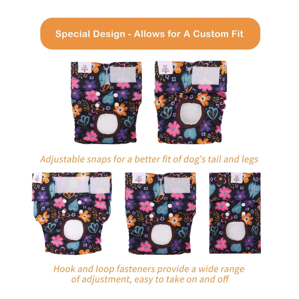 CuteBone Dog Diapers Female Washable Small Medium Large 3 Pack Reusable Doggie Diapers Puppy Period Pants for Doggy Heat Cycle Peeing thumbnail 3
