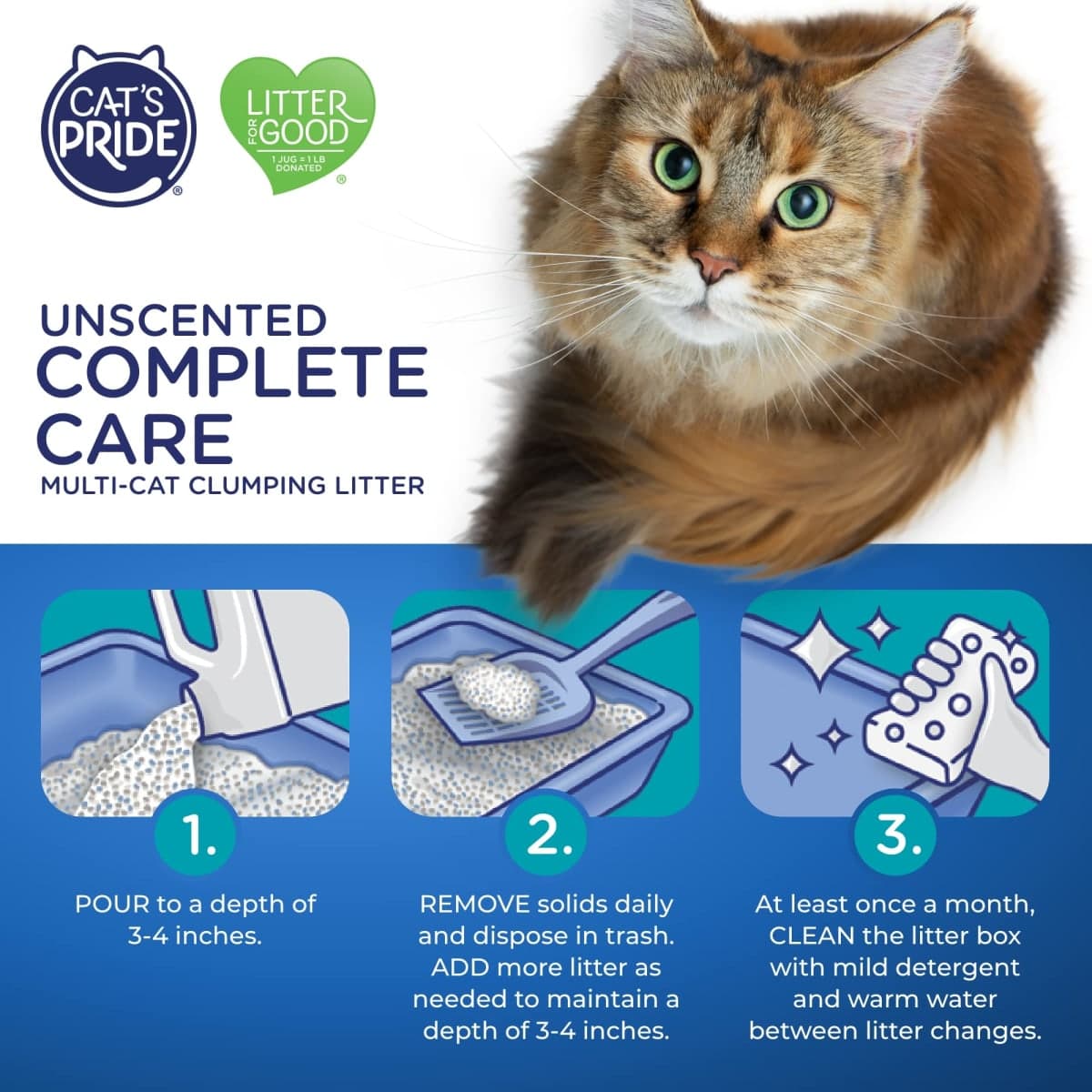 Cat's Pride Premium Lightweight Clumping Litter: Complete Care - Up to 10 Days of Powerful Odor Control - Hypoallergenic - Multi-Cat, Unscented, 10 Pounds thumbnail 5