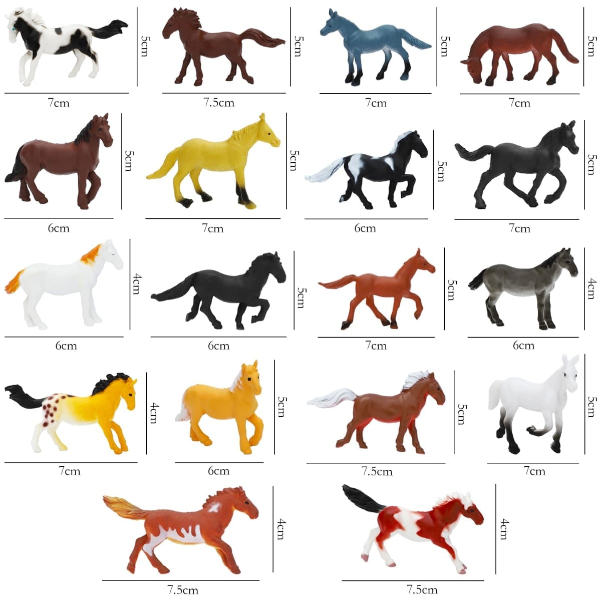 ONEST 18 Pieces Mini Horse Figurines Playset Hand Painted Tiny Horse Realistic Detailed Plastic Horse Figures thumbnail 2