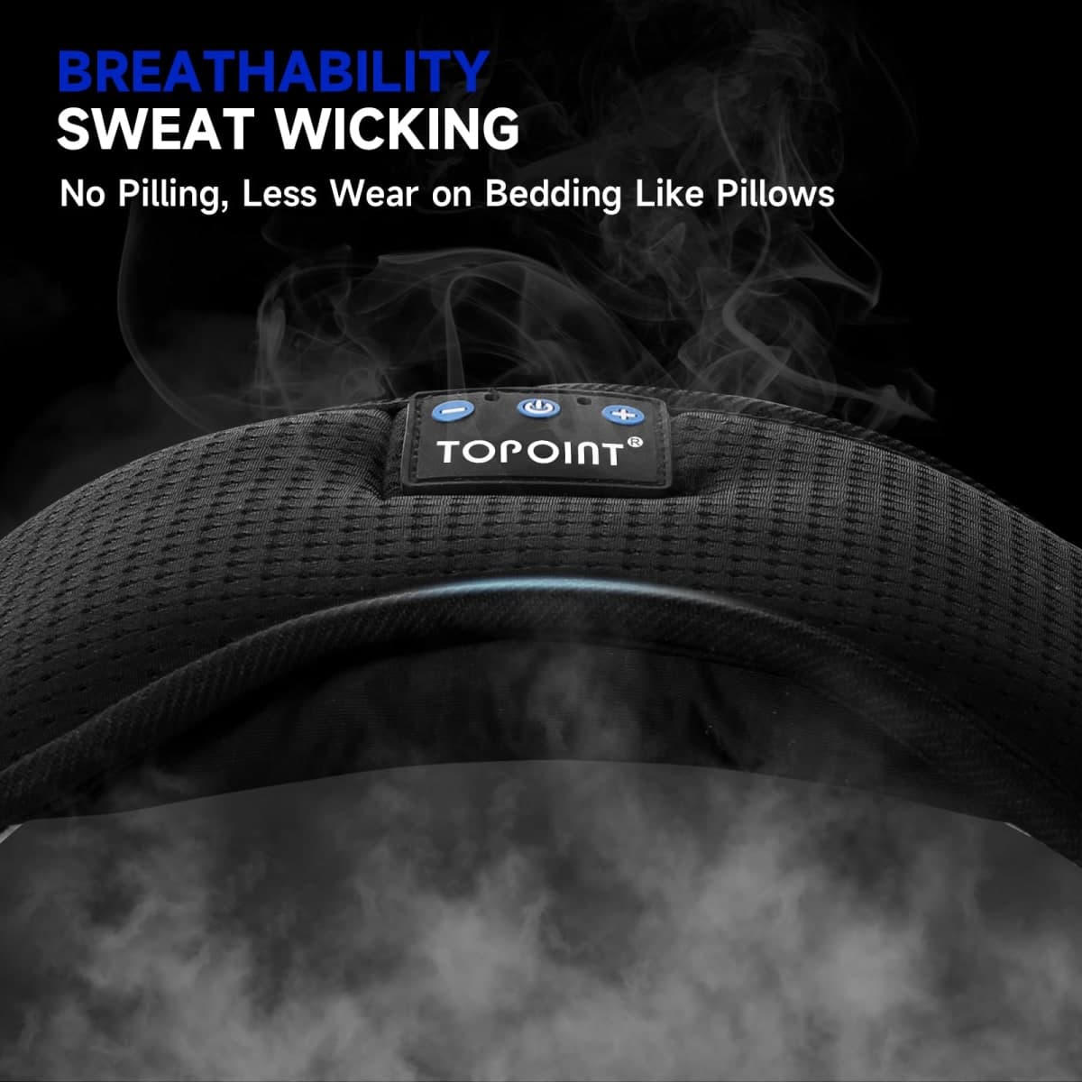 TOPOINT Sleep Mask Headphones Bluetooth Wireless 5.4, Breathable Cotton Eye Mask for Sleeping Side Sleepers Travel Music Headsets with Microphone Handsfree Men Women thumbnail 5