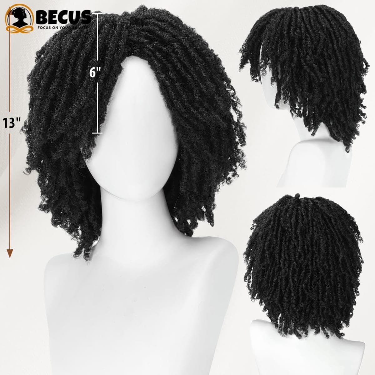 BECUS Curly Wigs Afro Men Wigs for Men Black Wig Soft Short Curly Synthetic Afro Wig Huge for Halloween Party Costume Party Cosplay(5Pcs) thumbnail 2