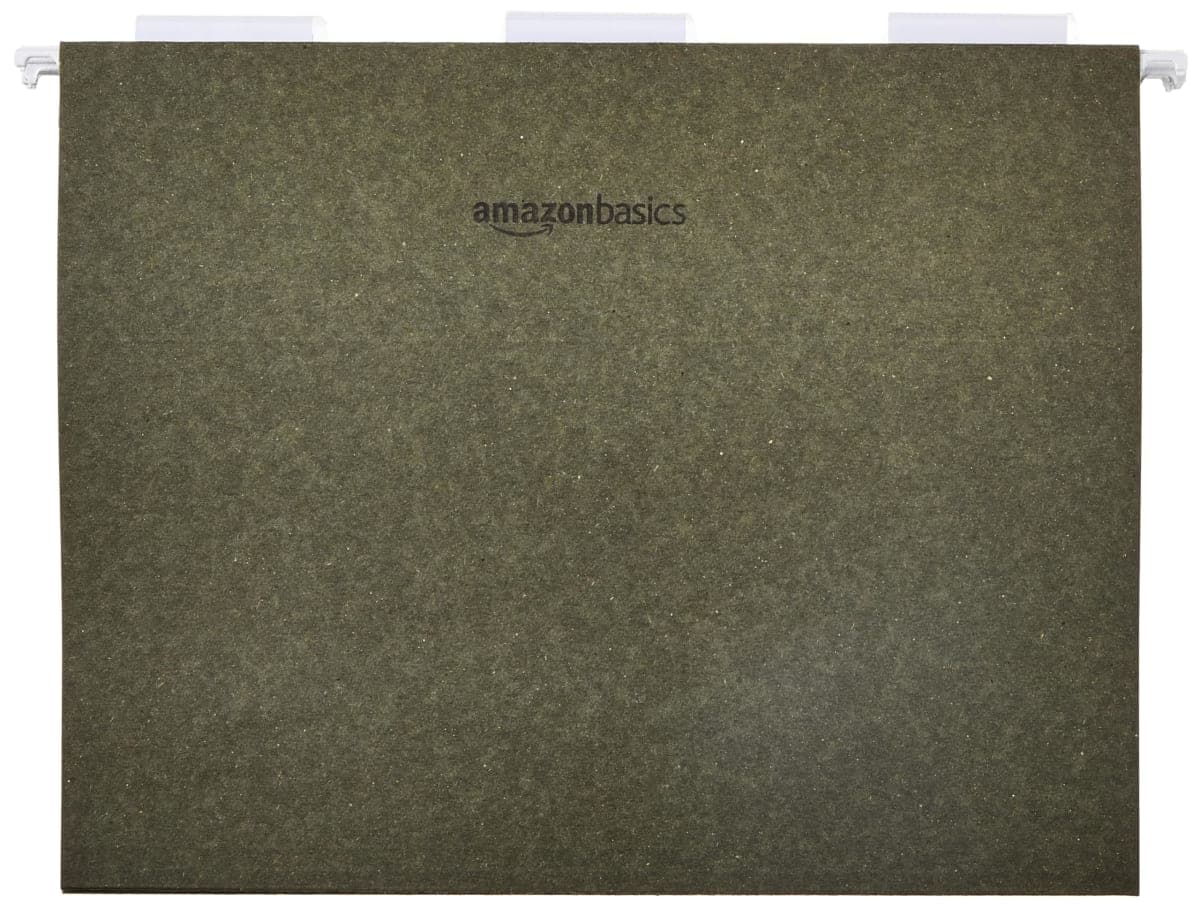 Amazon Basics Hanging File Folders, Letter Size, Standard Green, 1/5-Cut Tabs, 75 per box thumbnail 3