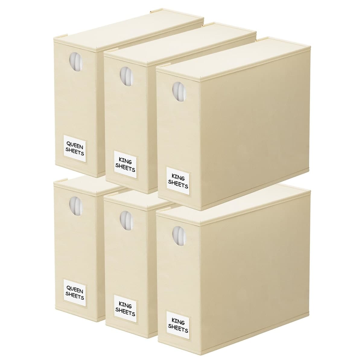 SpaceAid 6 Pack Bed Sheet Organizers and Storage, Foldable Sheet Organizer for Linen Closet, Sheets Set Folder Keeper with Window XL (Queen & King Size) Bedding Container (Beige, 6 Pack) — image 1