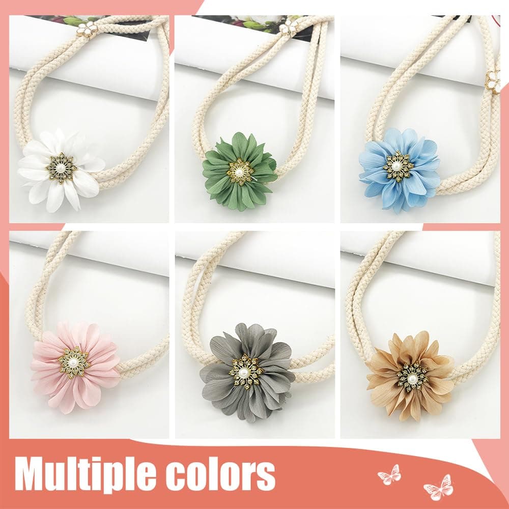 Curtain Tiebacks, 2PCS 3D Fabric Flowers Curtain Holders Adjustable Elegant Tie Backs for Window Drapery Decoration Bedroom Home thumbnail 5