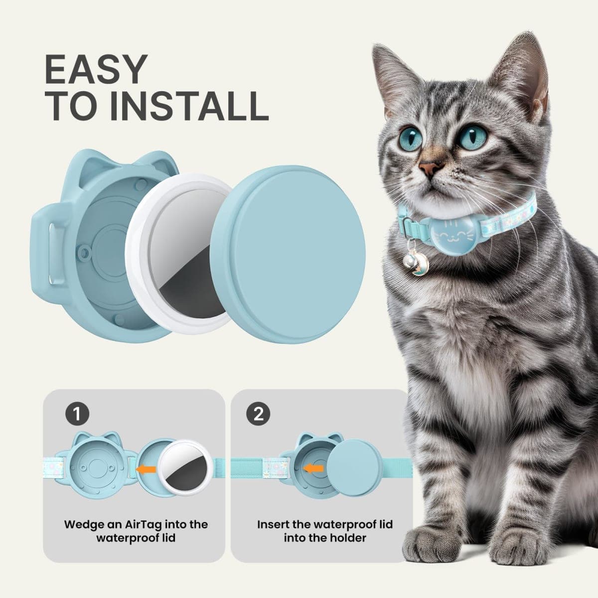 AirTag Cat Collar, Reflective Breakaway Collar, Hidden Holder with Bell thumbnail 4