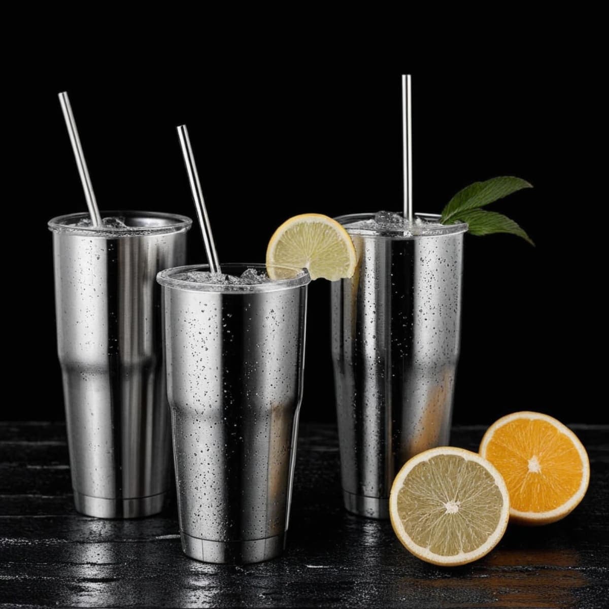 12 Pack of Reusable Stainless Steel Metal Straws, 3 Straight + 3 Bent 10.5 Inch and 3 Straight + 3 Bent 8.5 Inch Metal Straws with 2 Cleaning Brushes for 20 24 30 oz Tumbler Dishwasher Safef thumbnail 5