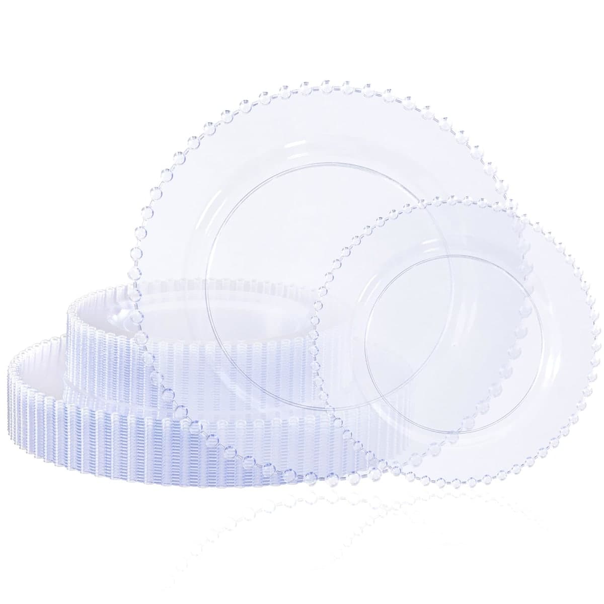 U-QE 60PCS Clear Pearl Plastic Plates — image 1