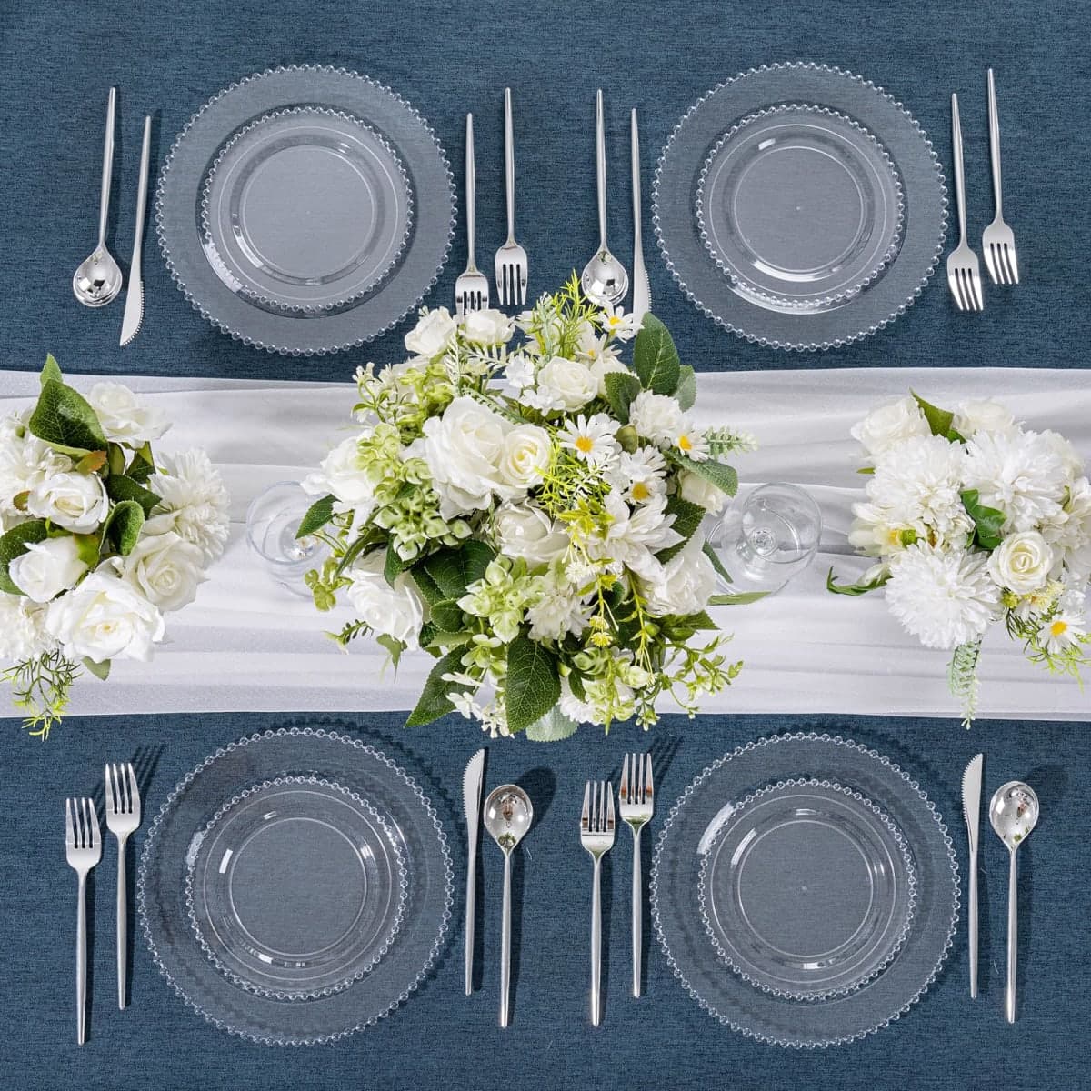 U-QE 60PCS Clear Pearl Plastic Plates thumbnail 4