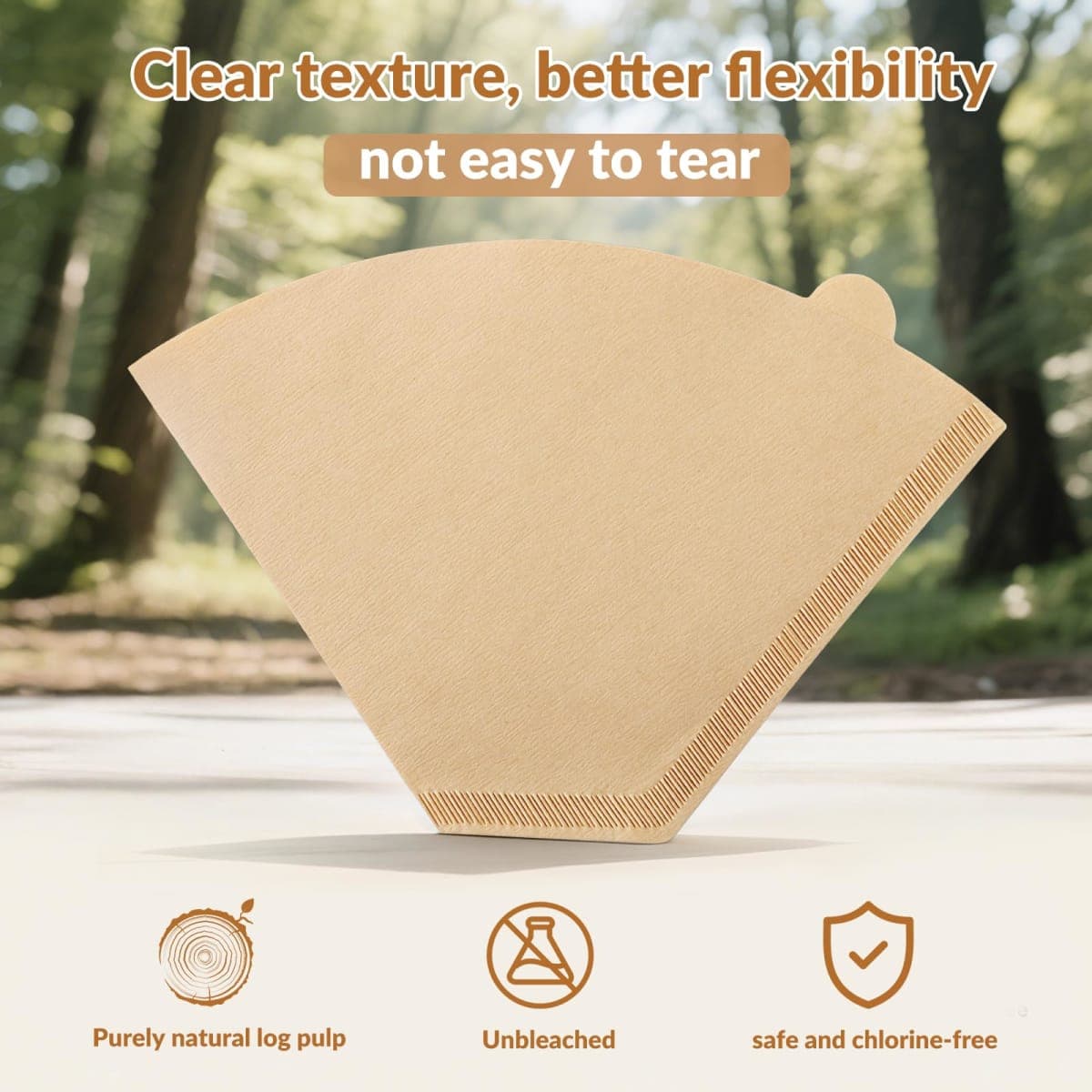 Qukisuma Cone Coffee Filters #4, Number 4 Coffee Filter 8-12 Cup for Drip Coffee Maker, Unbleached Natural (150, #4) thumbnail 2