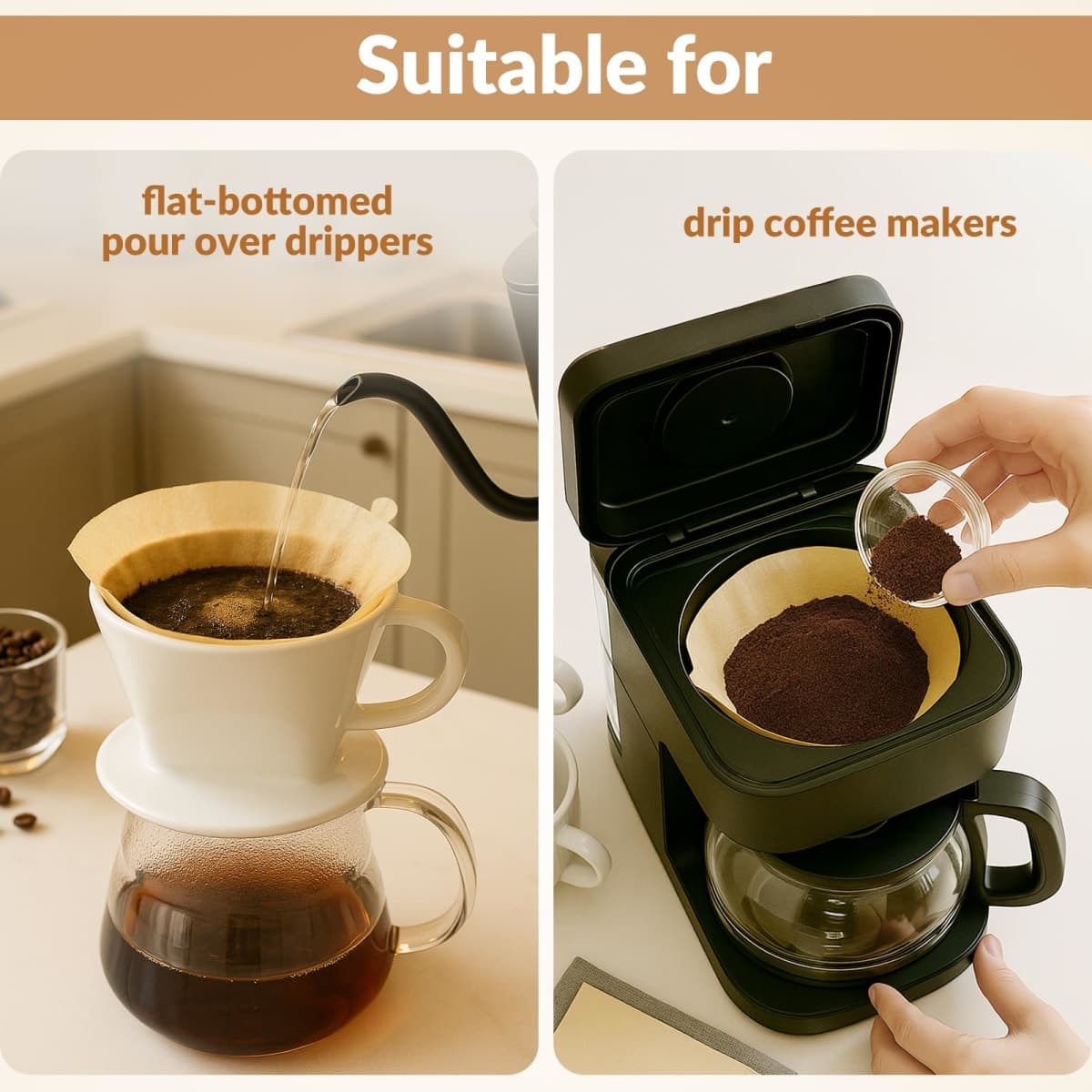 Qukisuma Cone Coffee Filters #4, Number 4 Coffee Filter 8-12 Cup for Drip Coffee Maker, Unbleached Natural (150, #4) thumbnail 5