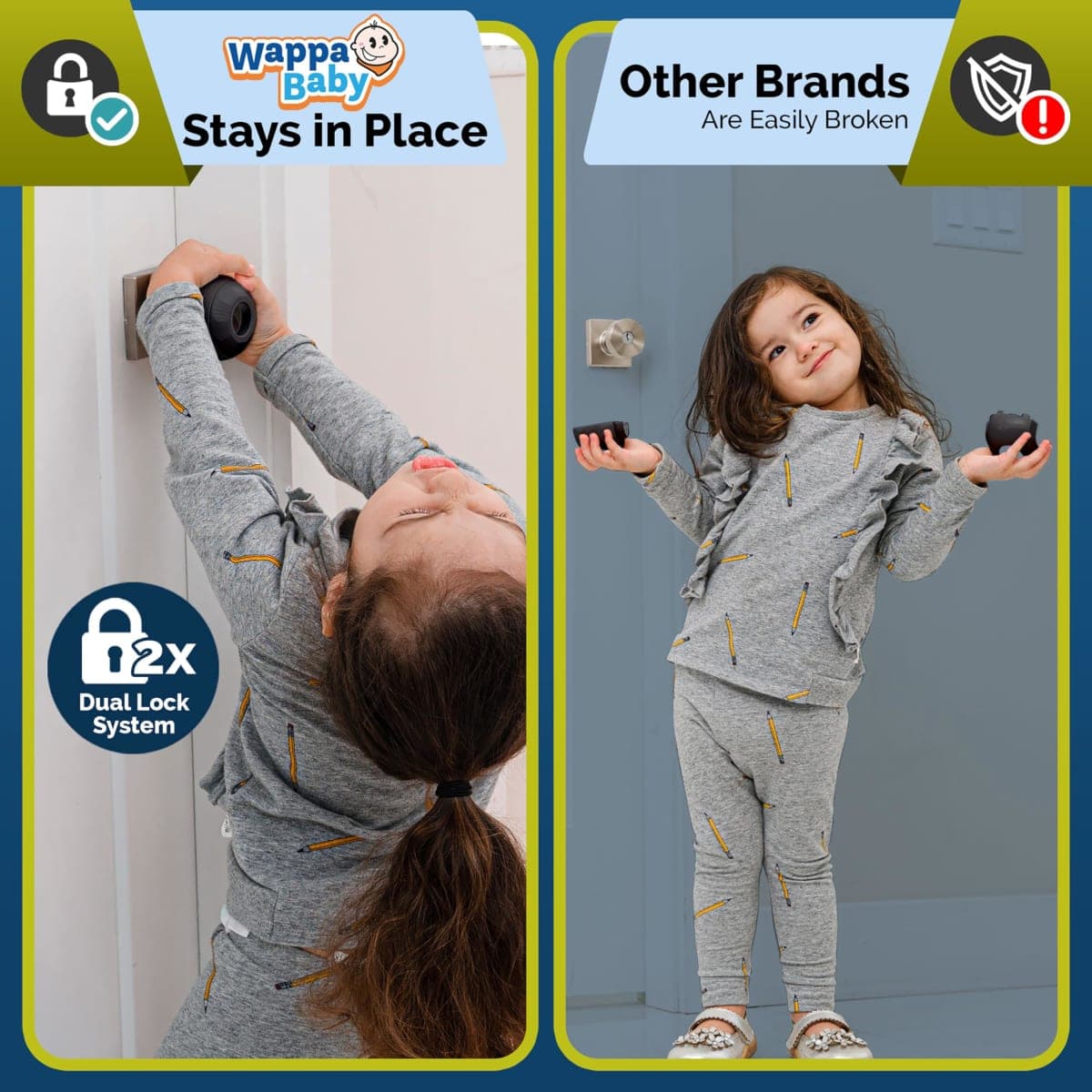 Child Safety Door Knob Cover (4 Pack) Hard-to-Remove Dual-Lock Door Handle Covers for Kids - Reusable Baby Proof Door Knob Locks - Installs Easily, No Tools Needed (Black) thumbnail 2