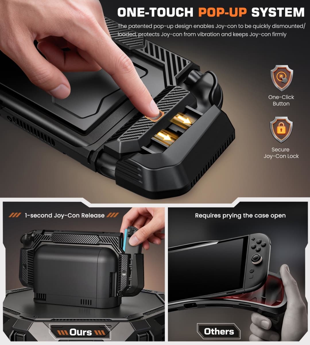 Dockable Case for Nintendo Switch 2,[Exclusive Pop-up Joy-Con Quick Release][Military-Grade Protection][Stand Compatible] Switch 2 Protective Case with Ergonomic Grip, Hard Shell for Switch 2 Console thumbnail 3