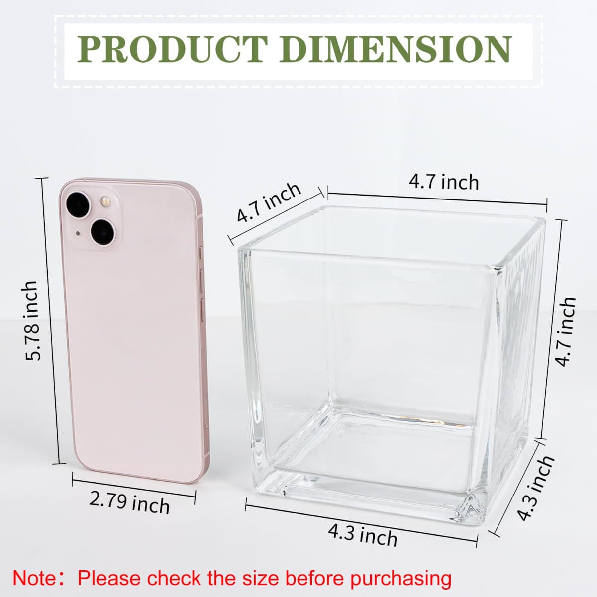 Comrzor 6 Pack Square Glass Vases 5" x5" x 5", Clear Flower Vases thumbnail 2