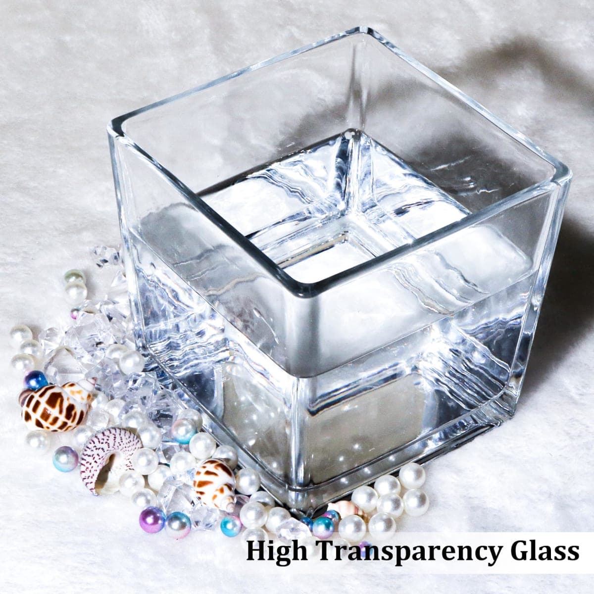 Comrzor 6 Pack Square Glass Vases 5" x5" x 5", Clear Flower Vases thumbnail 4