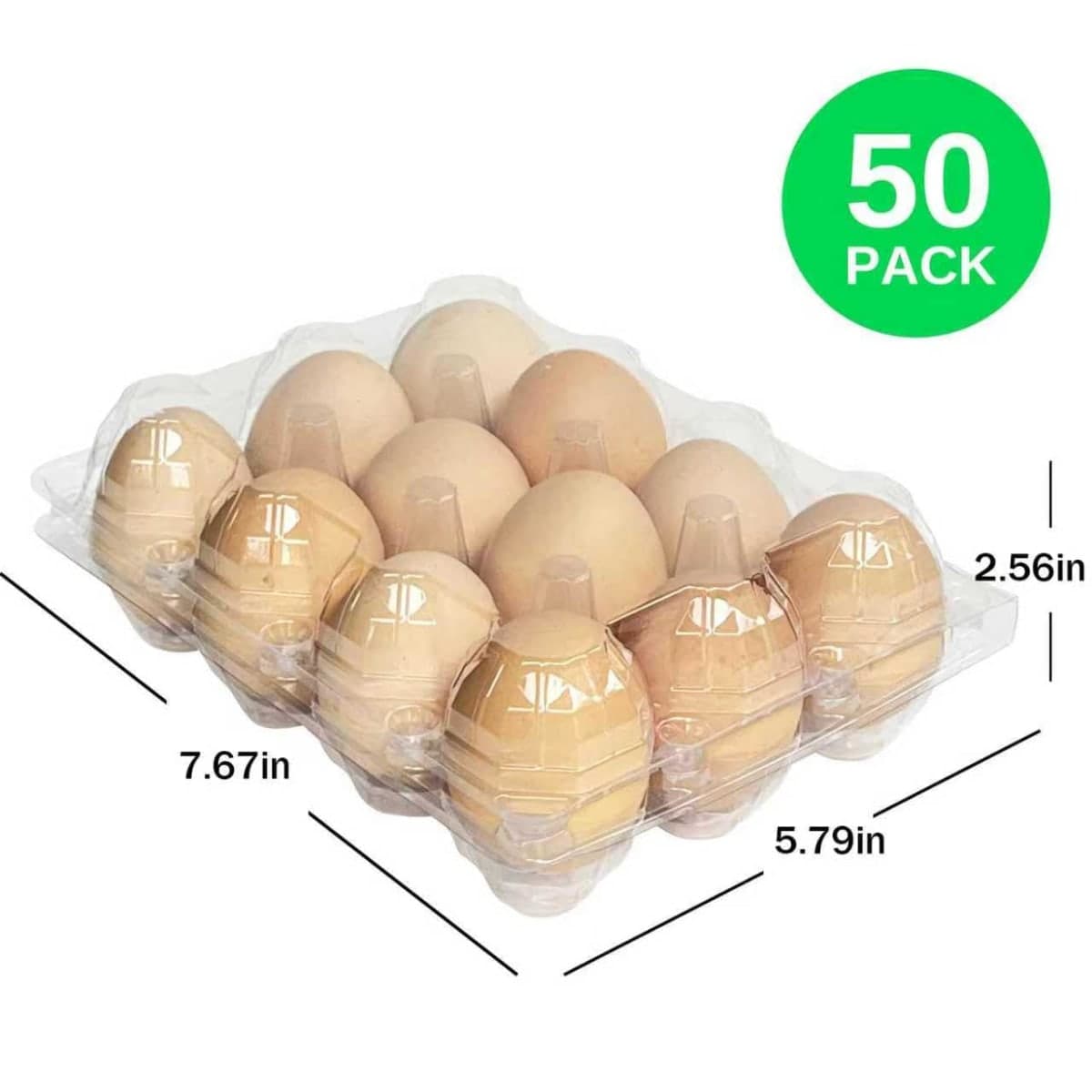 YSJFNVUI 50-Pack of 12-Count Plastic Egg Cartons – Bulk Clear Reusable Egg Containers Holds Chicken Eggs | Egg Cartons Cheap Bulk, Eggs 12 Count, thumbnail 2