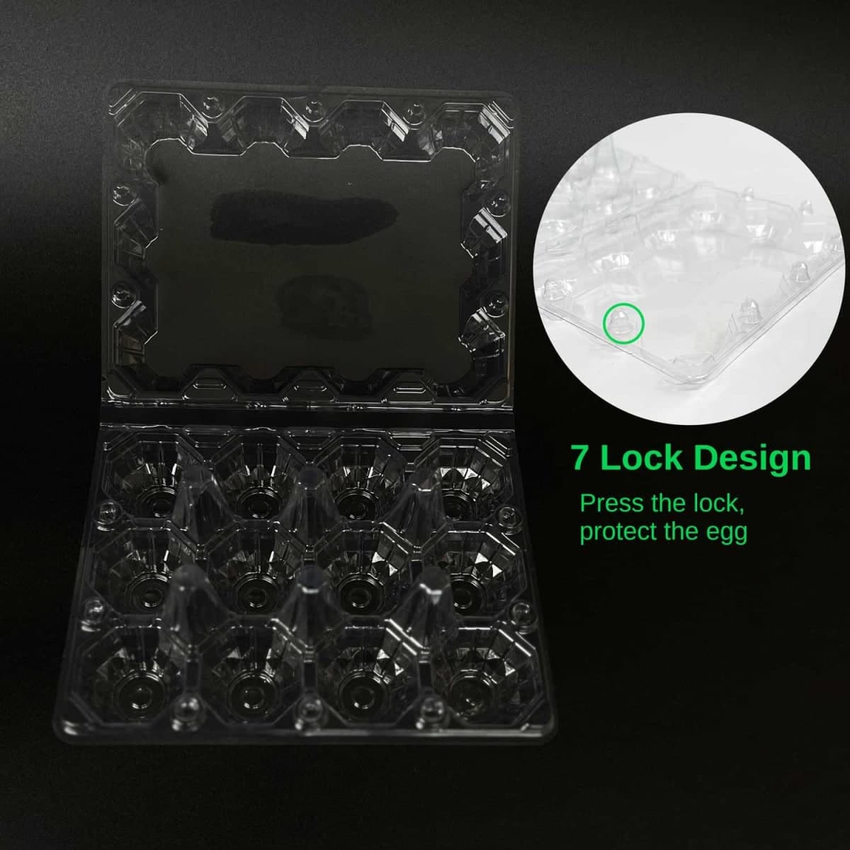 YSJFNVUI 50-Pack of 12-Count Plastic Egg Cartons – Bulk Clear Reusable Egg Containers Holds Chicken Eggs | Egg Cartons Cheap Bulk, Eggs 12 Count, thumbnail 3