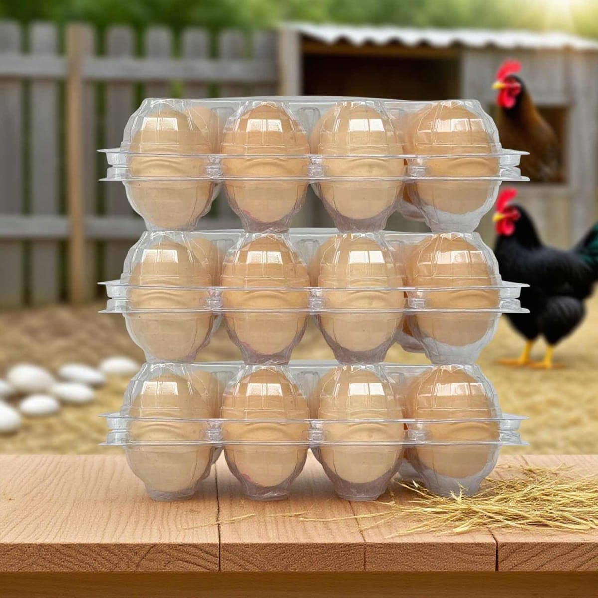 YSJFNVUI 50-Pack of 12-Count Plastic Egg Cartons – Bulk Clear Reusable Egg Containers Holds Chicken Eggs | Egg Cartons Cheap Bulk, Eggs 12 Count, thumbnail 4