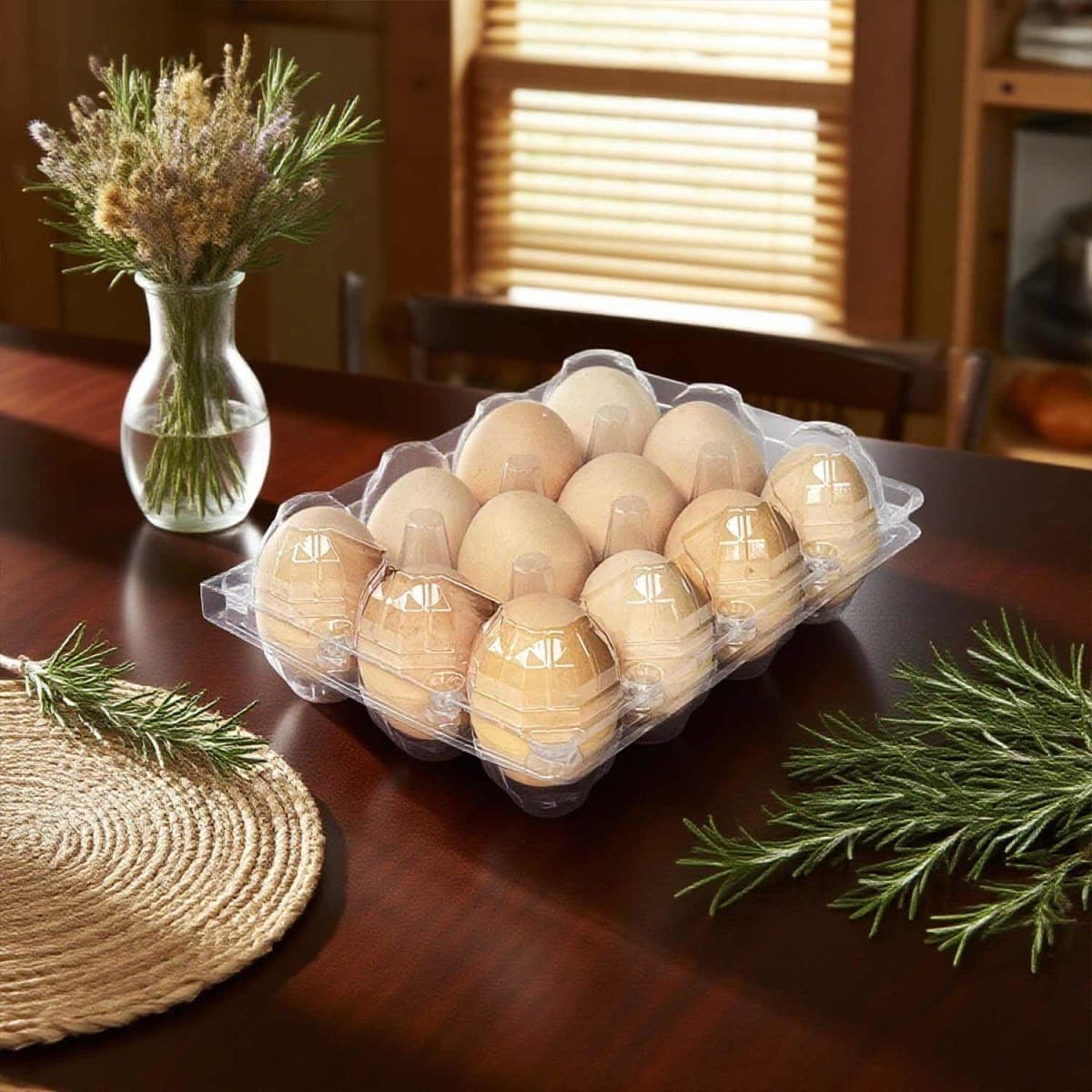 YSJFNVUI 50-Pack of 12-Count Plastic Egg Cartons – Bulk Clear Reusable Egg Containers Holds Chicken Eggs | Egg Cartons Cheap Bulk, Eggs 12 Count, thumbnail 5