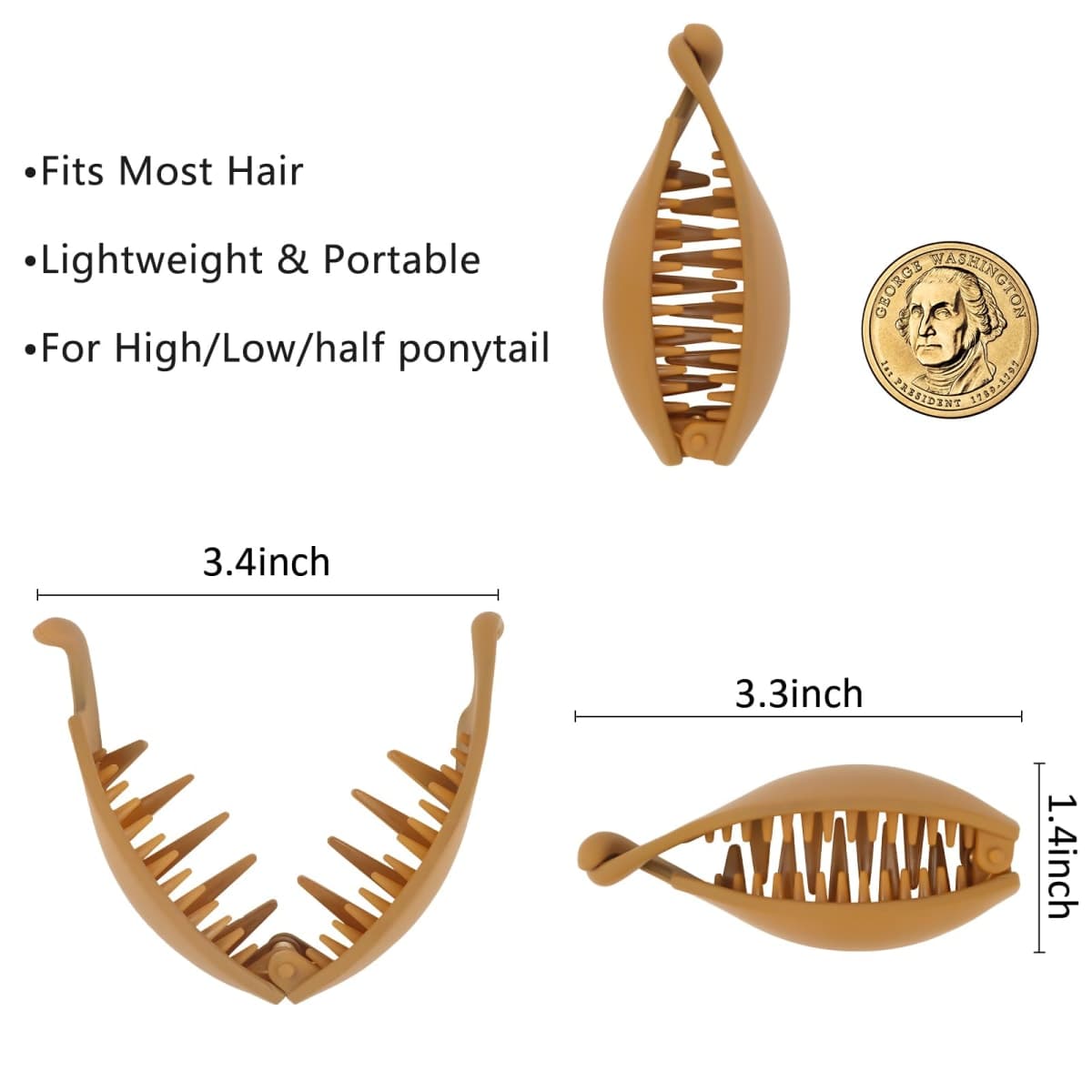 Hapdoo 4Pcs Small High Ponytail Hair Clips, Matte Banana Clips Hair Strong Hold Ponytail Bun Holder, Mini Hair Jaw Clips Barrettes Styling Accessories for Thick Thin Hair Women Girls thumbnail 5