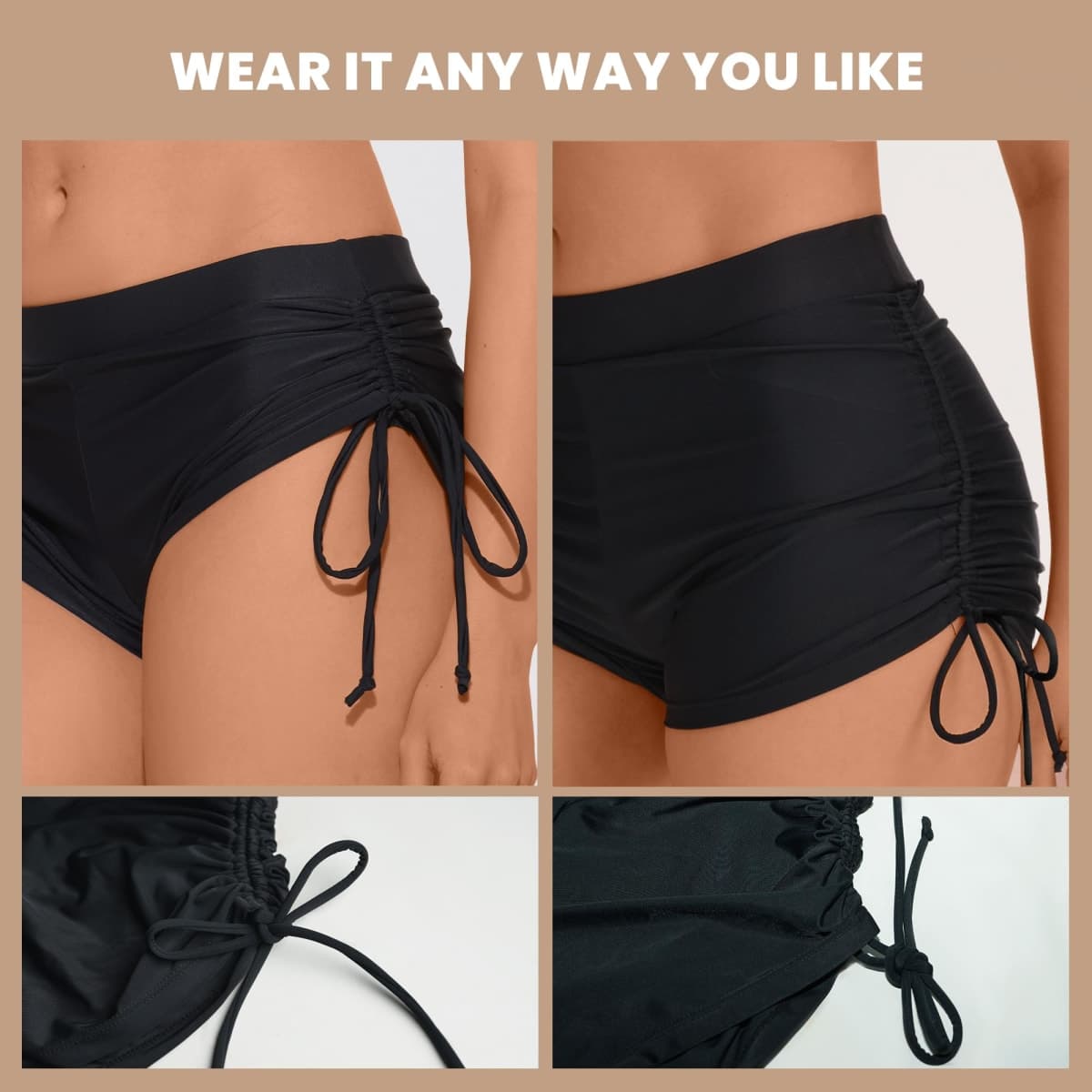 La LiVita Leakproof Menstrual Period Swimwear Tummy Control Drawstring Period Boxers Incontinence Waterproof Swim Shorts for Women Girls Teens Black L thumbnail 5