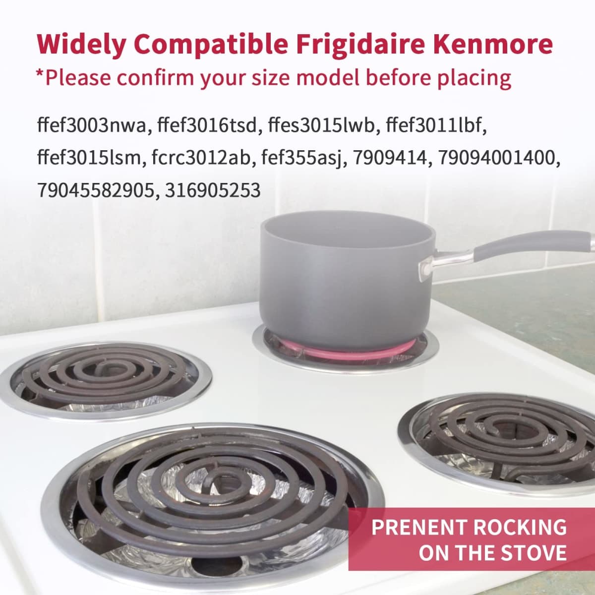 COZZIVITA 316048413 and 316048414 Stove Burner Drip Pans for Electric Stove Top - Perfectly Fit Frigidaire Kenmore Electric Range -Thickening to Prevent Bending and Rust - Include 2 x 6 in, 2 x 8 in thumbnail 2