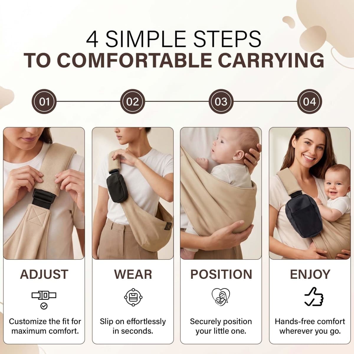 LizaBloom Baby Sling Carrier, Hands-Free Side Hip Baby Carrier (15-44 lbs) thumbnail 2