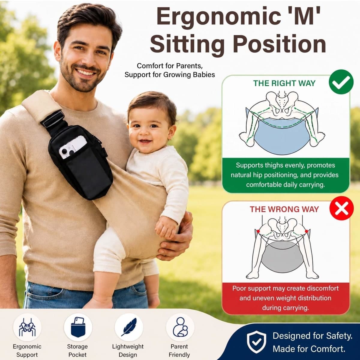 LizaBloom Baby Sling Carrier, Hands-Free Side Hip Baby Carrier (15-44 lbs) thumbnail 3