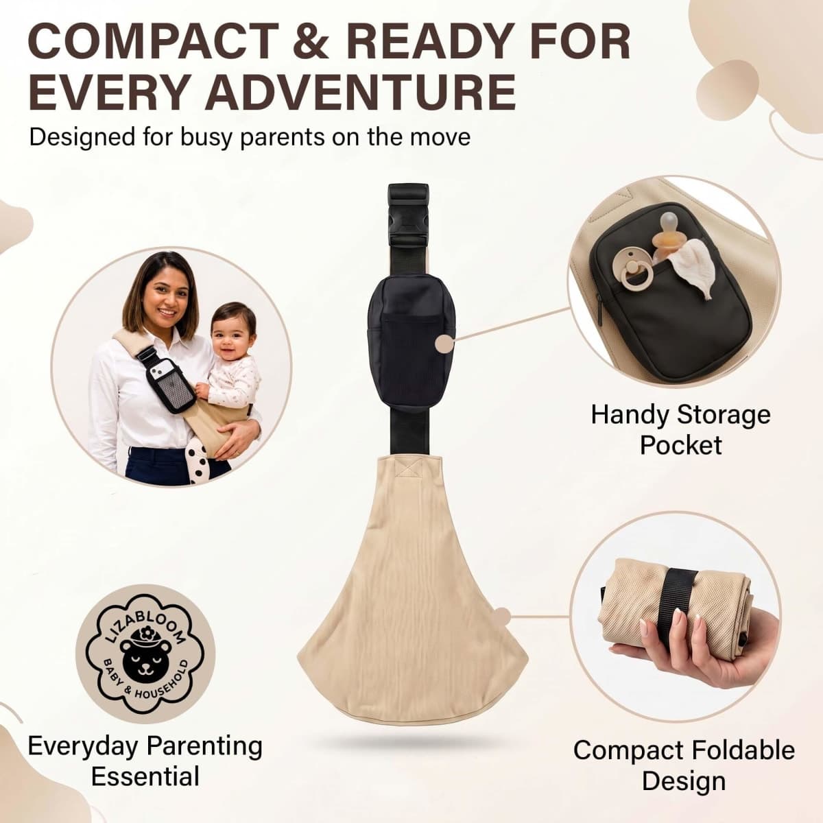 LizaBloom Baby Sling Carrier, Hands-Free Side Hip Baby Carrier (15-44 lbs) thumbnail 5