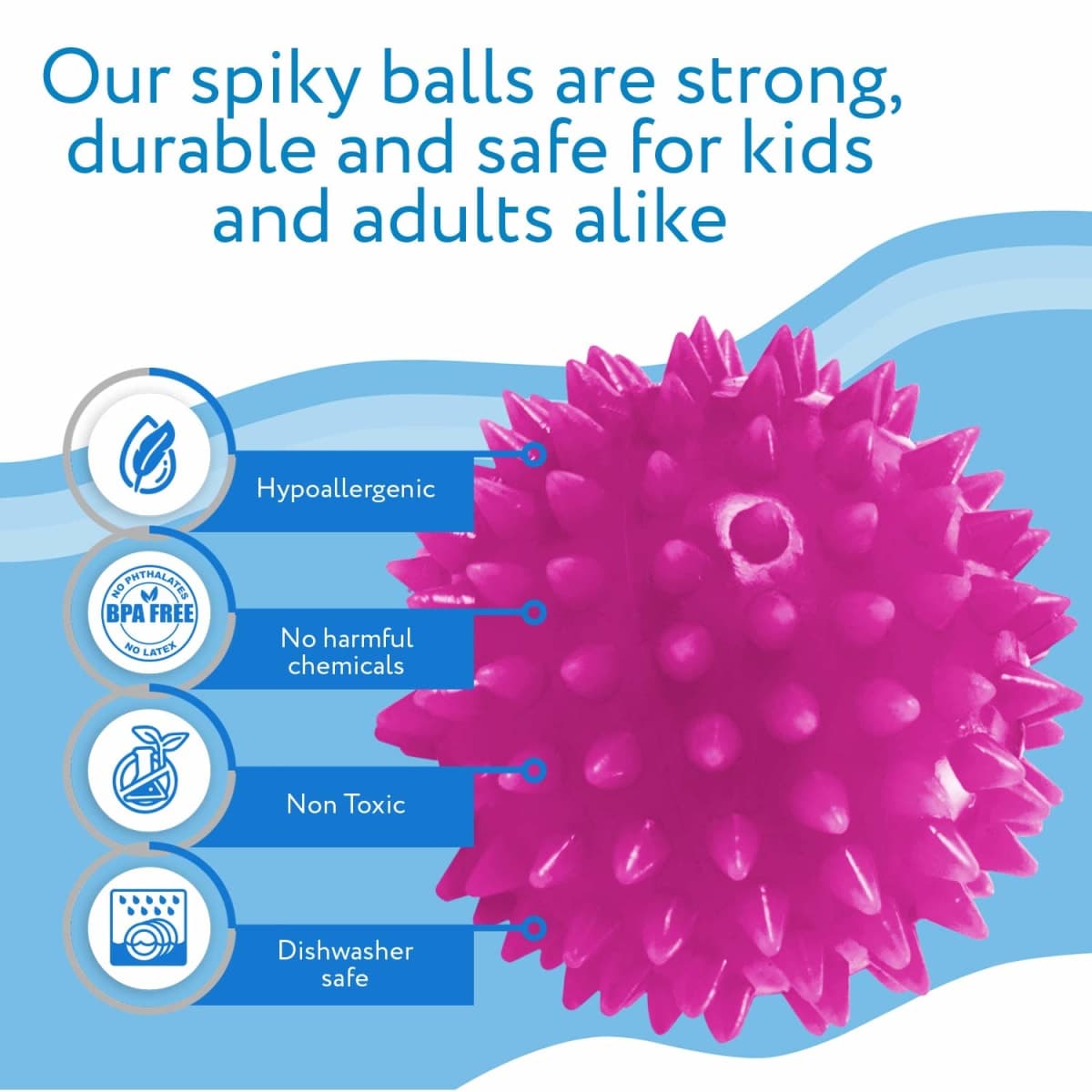 Spiky Sensory Balls (Pack of 5) - Squeezy and Bouncy Fidget Toys / Sensory Toys - BPA/Phthalate/Latex-Free thumbnail 5
