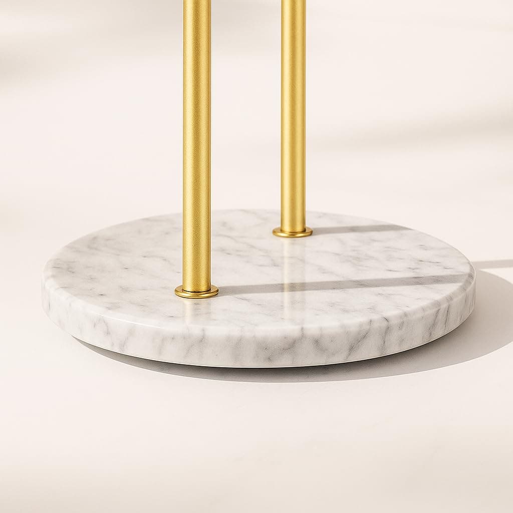 pickpiff Necklace Holder Stand: 2 Tier Jewelry Organizer with Marble Base, Gold Jewelry Tree Display for Bracelets, Rings, Earrings, Gold and White thumbnail 5