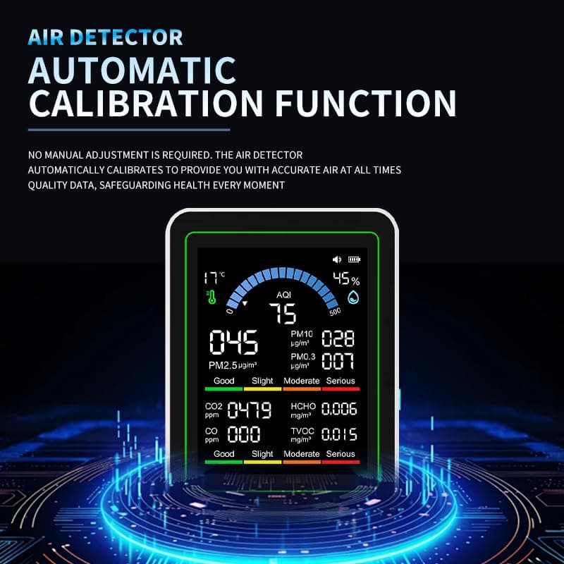 Air Quality Monitor Indoor, 10 in 1 Portable Smartair Quality Tester for CO2 | CO | TVOC | HCHO | Temp | AQI | PM0.3-1 Detection Hum for Home Cars Plants, Pets, Car, Hotel thumbnail 3