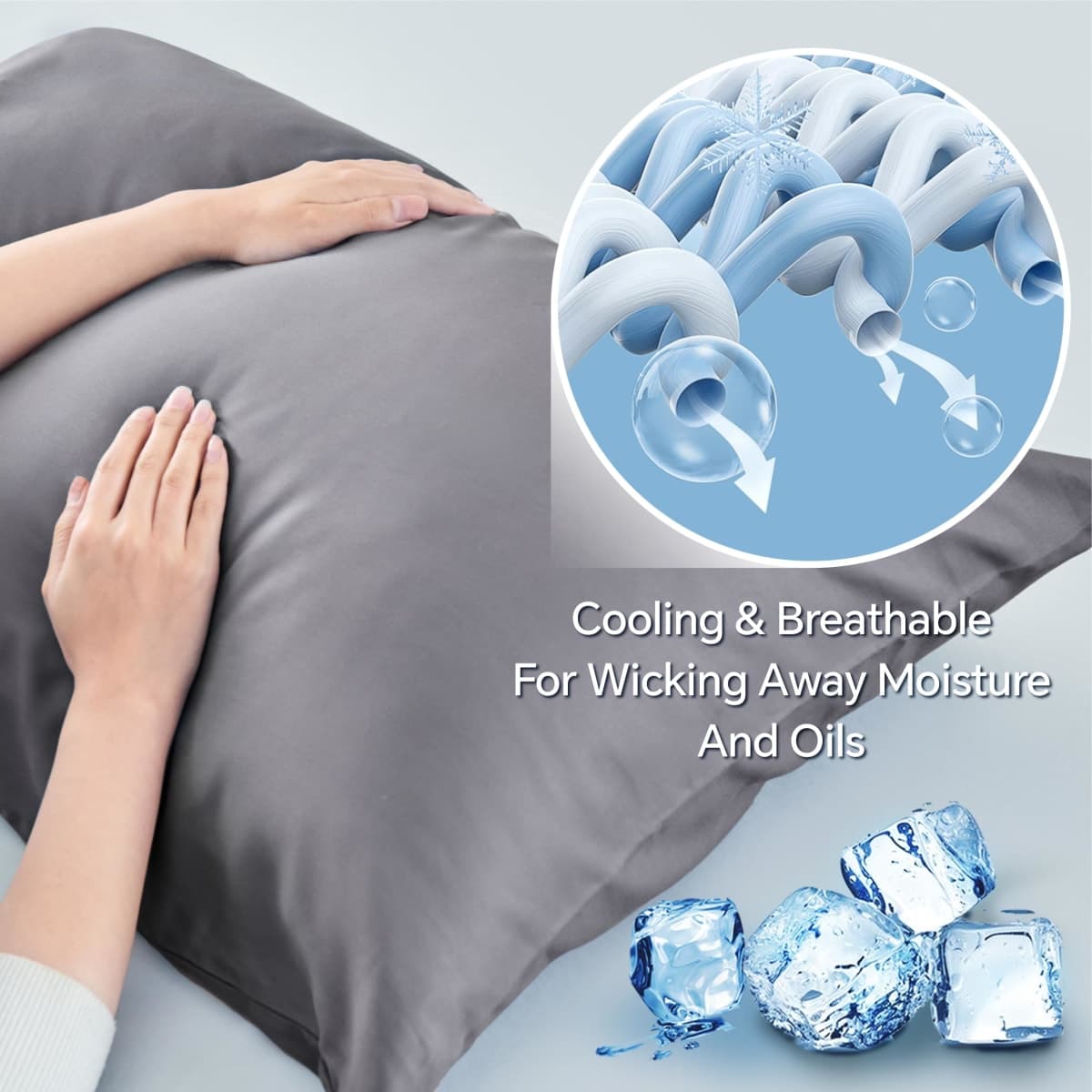 BEDELITE King Pillow Cases Set of 2, Rayon from Bamboo, 20"x40", Grey thumbnail 3