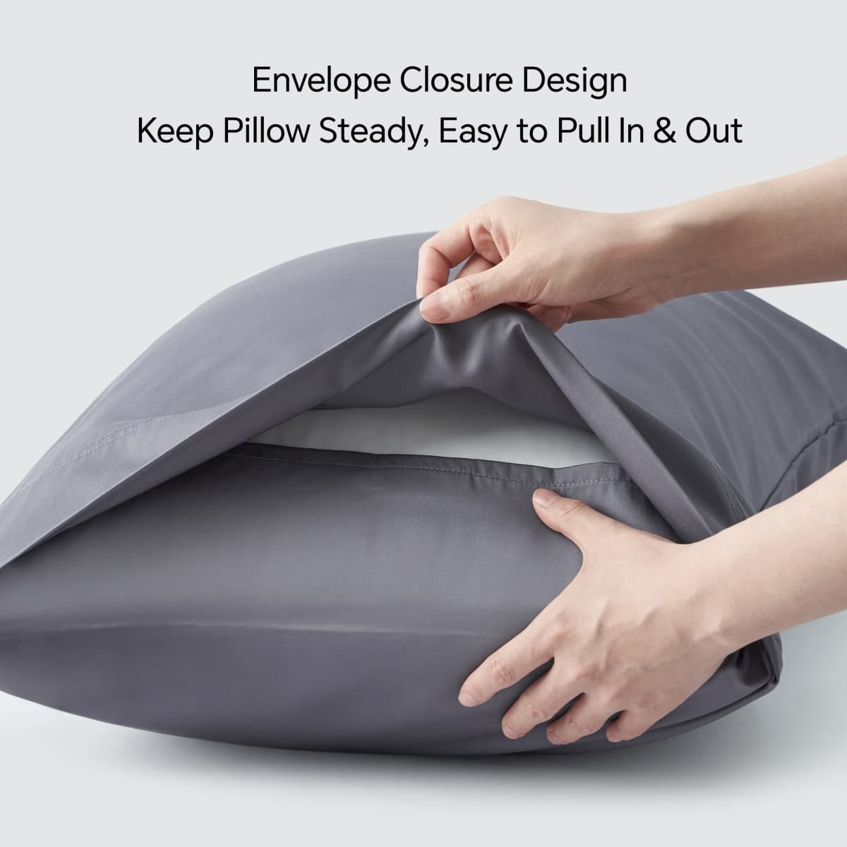 BEDELITE King Pillow Cases Set of 2, Rayon from Bamboo, 20"x40", Grey thumbnail 5