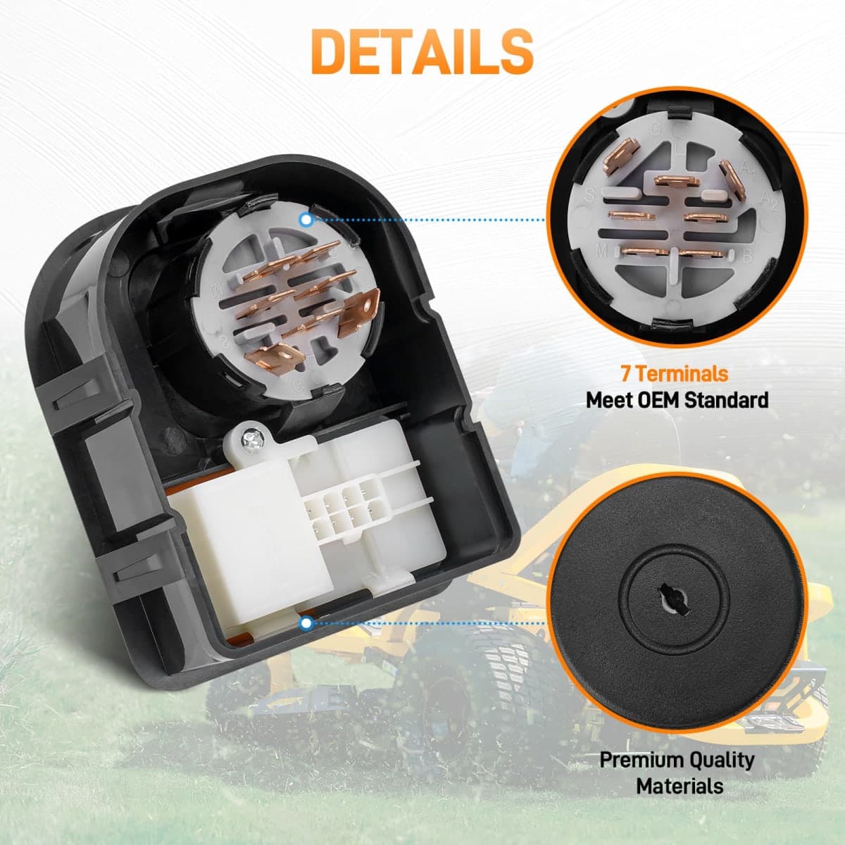 Ignition Module Switch with 2 Keys 7 terminals Compatible with Cub Cadet MTD Craftsman -LT1042 LT1045 LT1046 LTX1040 XT1 XT2 LT42 LT46 SLX50 T110 T1200 T1400 T1600 Riding Replace#925-06119c 725-04227 thumbnail 4