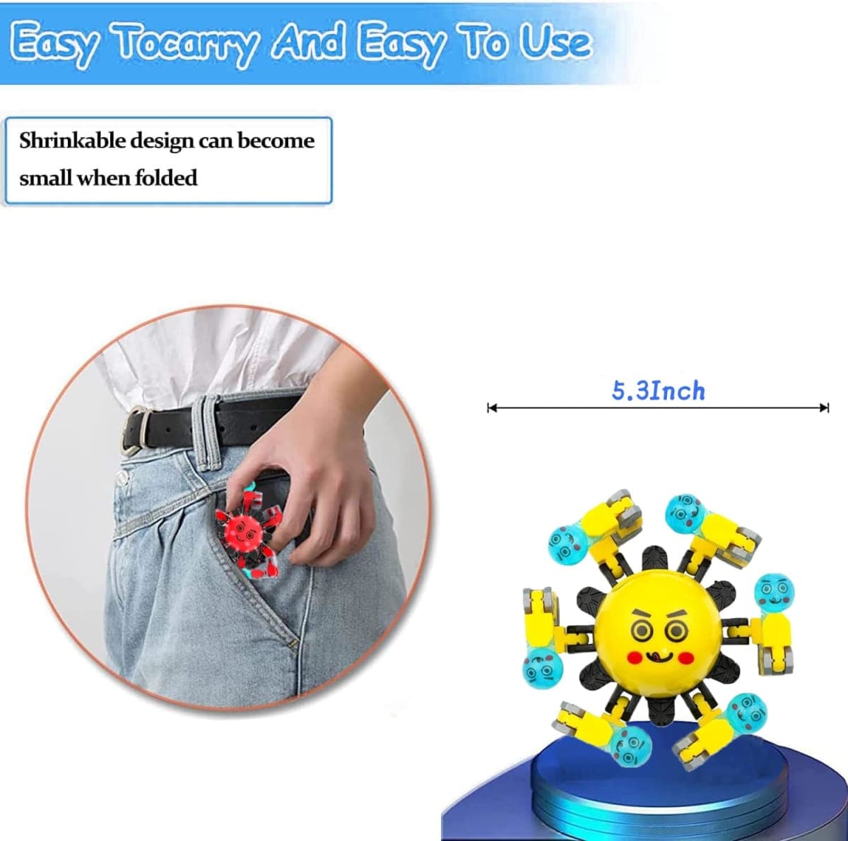 10 Pcs Transformable Fidget Spinner Toys for Kids, Stress Relief Sensory Toys for Autism ADHD, Birthday Party Favors, Easter Basket Essentials, Classroom Prizes, Stocking Stuffers for Boys Girls thumbnail 3