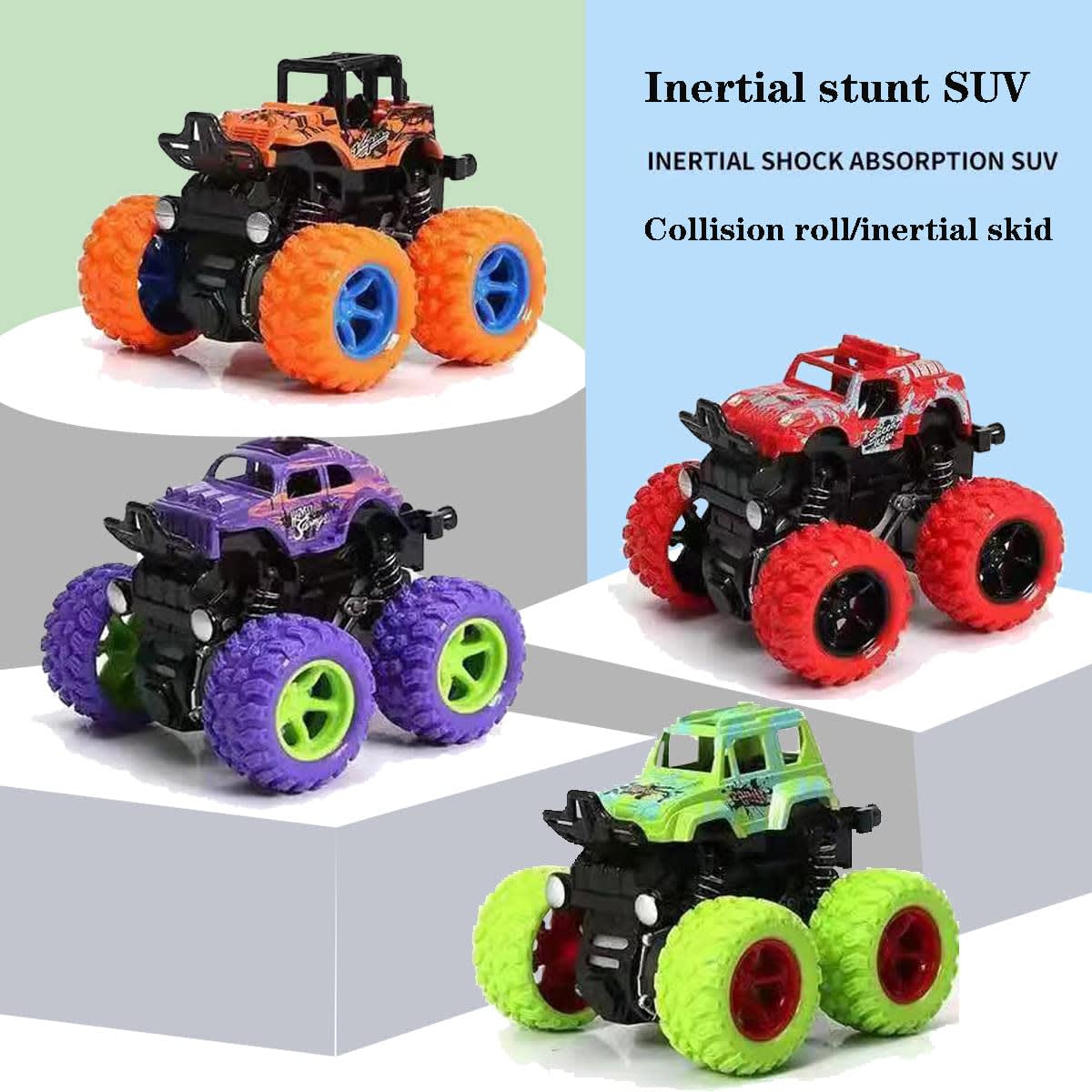 AHYCS Monster Truck Toys, Friction Powered Monster Trucks for Boys, Push and Go Vehicles Toy for Kids, Inertia Vehicle, Stunt On-Road Vehicle, Great for Birthday Party Gift for Boys Girls (Purple) thumbnail 4