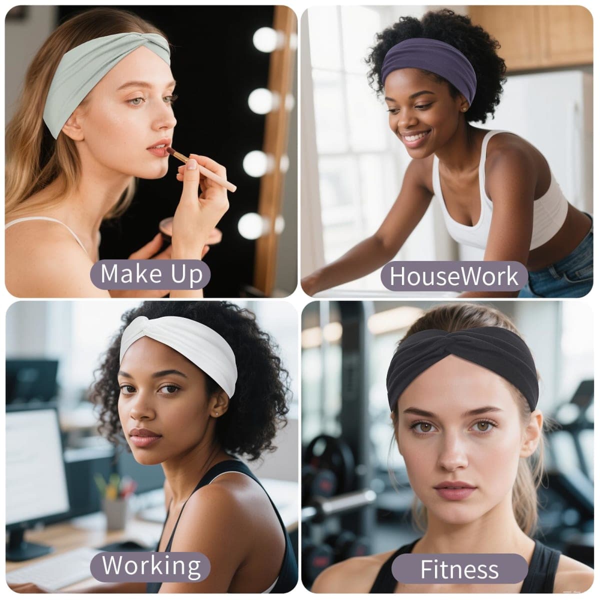 12 Pcs Stretchy Headbands for Women, Absorbed Sport Headband Soft Twist Knotted Hairbands for Daily Life Yoga Workout (Neutral Color 1) thumbnail 4