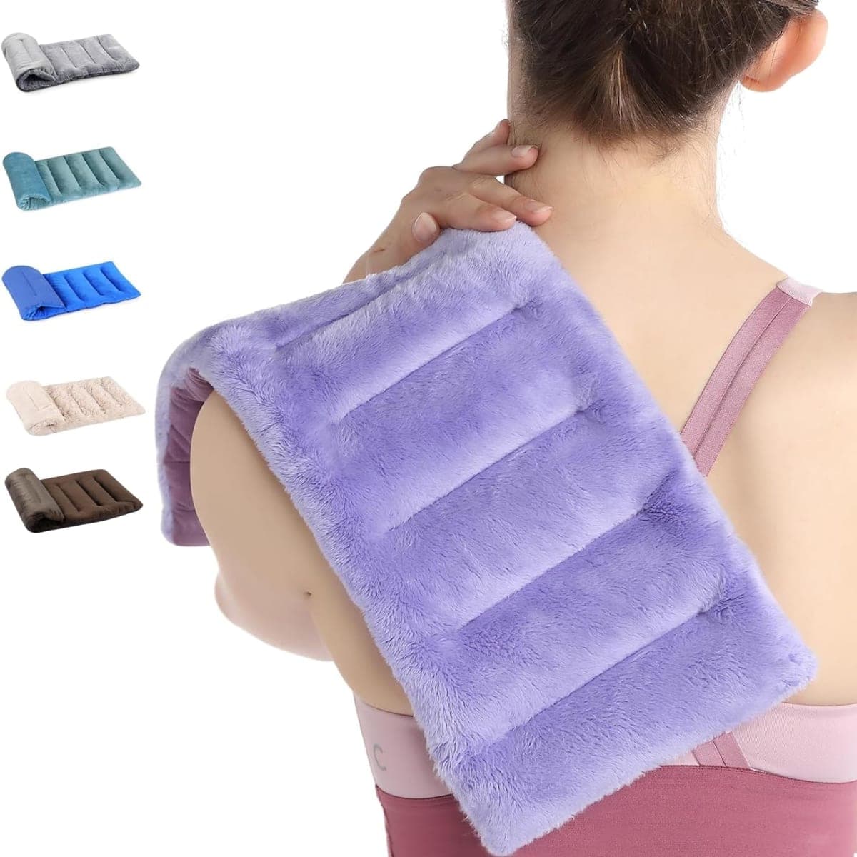 SuzziPad Microwave Heating Pad for Discomfort Reducing, 7x16 Microwavable Heated Pads, Muscle Ache, Soothing Fatigue for Neck and Shoulder, Bean Bag Moist Heat Pack for Mother, 1.74lb, Purple — image 1