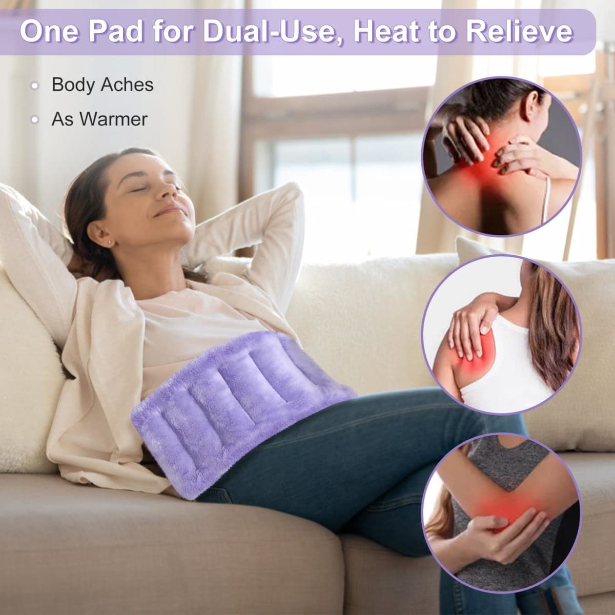 SuzziPad Microwave Heating Pad for Discomfort Reducing, 7x16 Microwavable Heated Pads, Muscle Ache, Soothing Fatigue for Neck and Shoulder, Bean Bag Moist Heat Pack for Mother, 1.74lb, Purple thumbnail 2