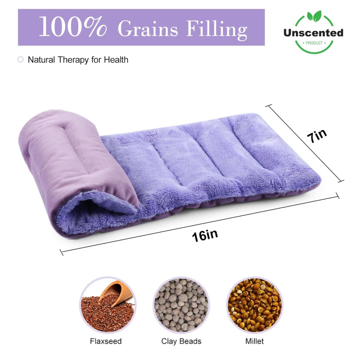 SuzziPad Microwave Heating Pad for Discomfort Reducing, 7x16 Microwavable Heated Pads, Muscle Ache, Soothing Fatigue for Neck and Shoulder, Bean Bag Moist Heat Pack for Mother, 1.74lb, Purple thumbnail 3