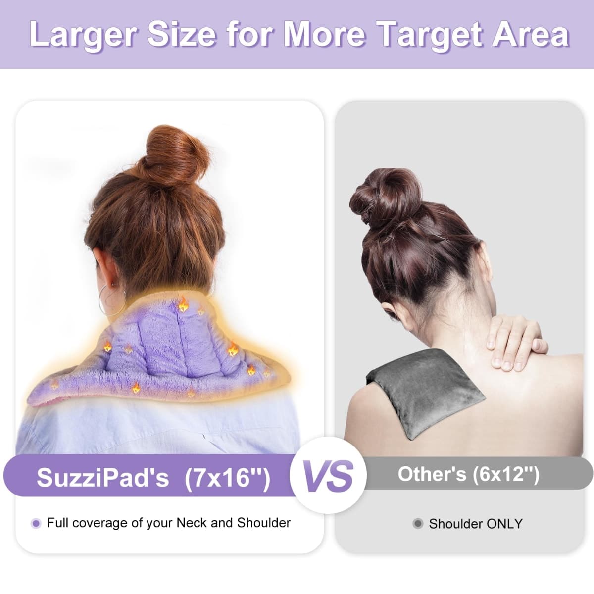 SuzziPad Microwave Heating Pad for Discomfort Reducing, 7x16 Microwavable Heated Pads, Muscle Ache, Soothing Fatigue for Neck and Shoulder, Bean Bag Moist Heat Pack for Mother, 1.74lb, Purple thumbnail 4