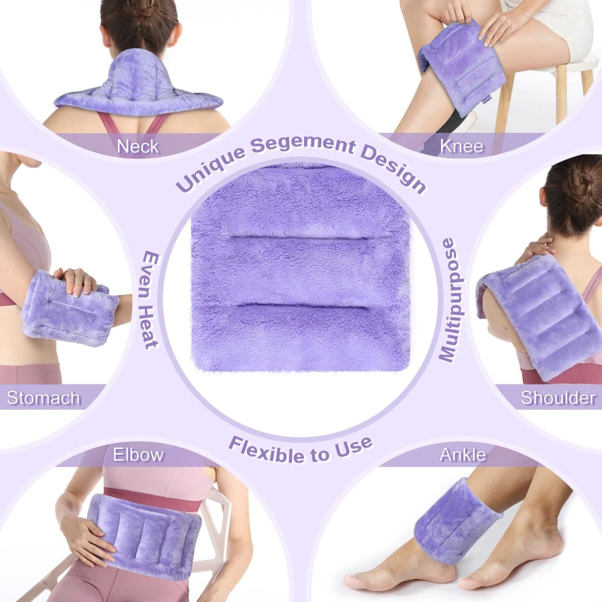 SuzziPad Microwave Heating Pad for Discomfort Reducing, 7x16 Microwavable Heated Pads, Muscle Ache, Soothing Fatigue for Neck and Shoulder, Bean Bag Moist Heat Pack for Mother, 1.74lb, Purple thumbnail 5