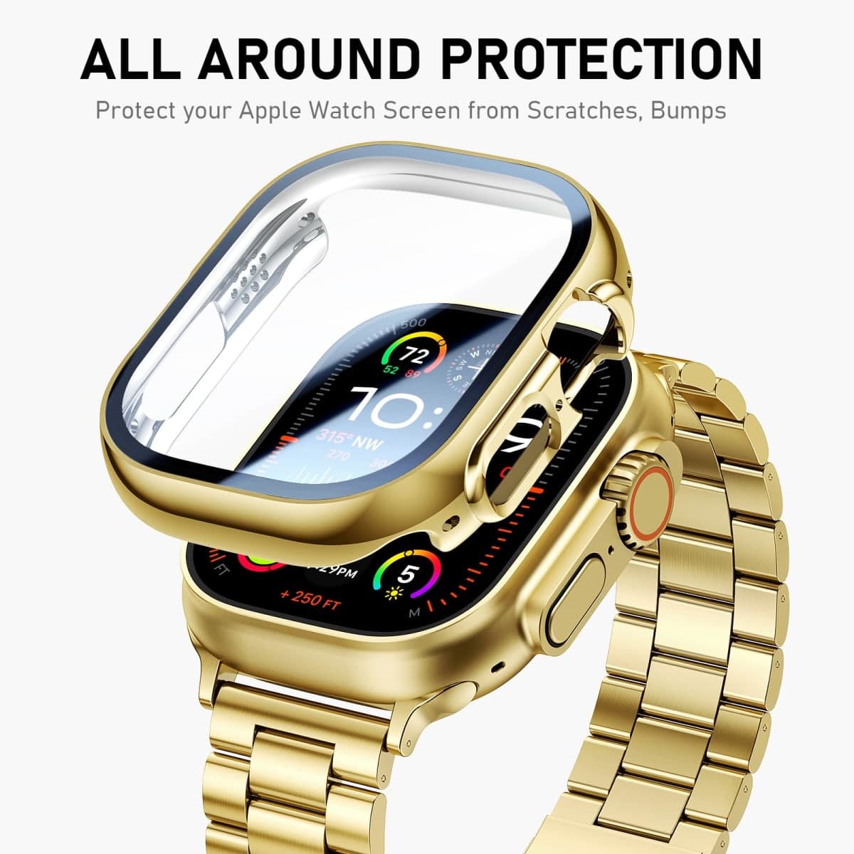 Bekomo Metal Band with Case Compatible for Apple Watch Bands Men Women thumbnail 5