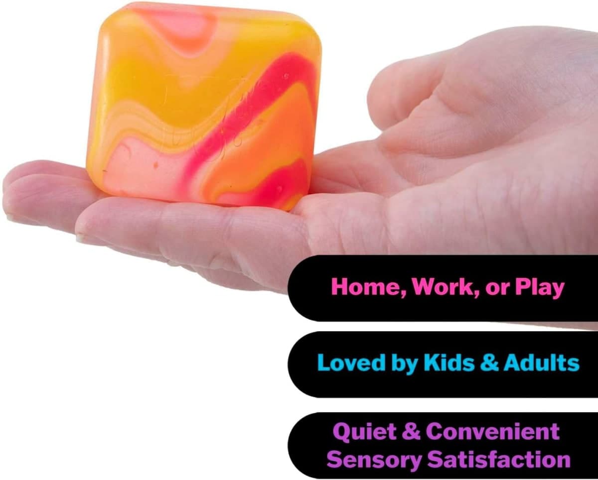 Schylling NeeDoh Nice Cube Swirl - Sensory Toy with a Super Solid Squish - Unique, Swirling Color Blend - Ages 3 and Up - Color May Vary - 2 Pack thumbnail 3