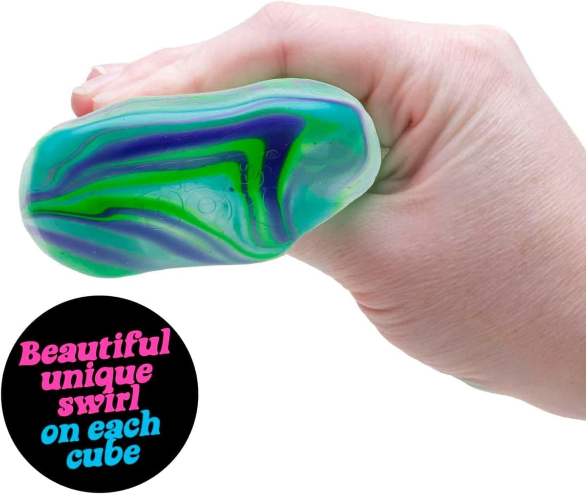 Schylling NeeDoh Nice Cube Swirl - Sensory Toy with a Super Solid Squish - Unique, Swirling Color Blend - Ages 3 and Up - Color May Vary - 2 Pack thumbnail 4