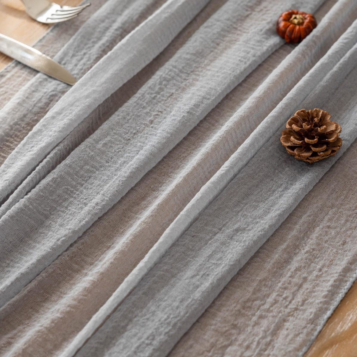 Keketoarrange Cheesecloth Table Runner, Powder Blue Gauze Table Runner, Bohemian Style 120" and 10ft thumbnail 2